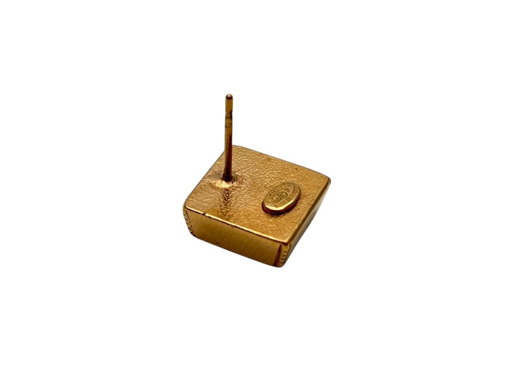 Chanel CC Logo Square Earrings 03 Metal Resin Gold — view 5