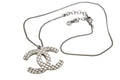 Chanel CC Logo Necklace 07 47.5 Quilted Metal Silver