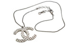 Chanel CC Logo Necklace 07 47.5 Quilted Metal Silver