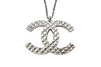 Chanel CC Logo Necklace 07 47.5 Quilted Metal Silver — view 2