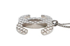 Chanel CC Logo Necklace 07 47.5 Quilted Metal Silver — view 5