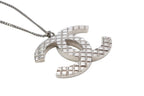 Chanel CC Logo Necklace 07 47.5 Quilted Metal Silver — view 4