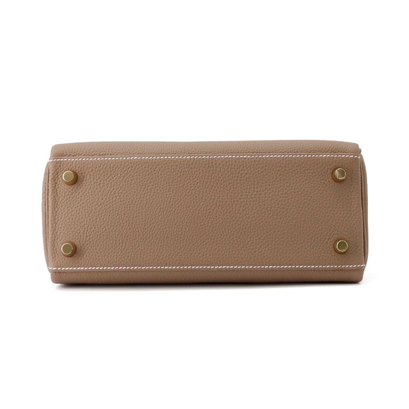 Hermes Handbag Kelly 25 Inner Stitch Etoupe Gold Togo 2-Way