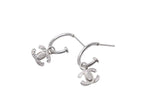 Chanel CC Logo Earrings Hoop Dangling 08 Metal Silver — view 6