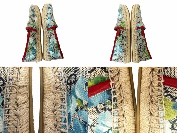 Gucci GG Blooms Floral Espadrille Slip on Shoes 36 Blue