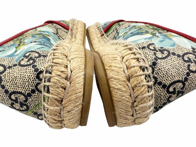 Gucci GG Blooms Floral Espadrille Slip on Shoes 36 Blue