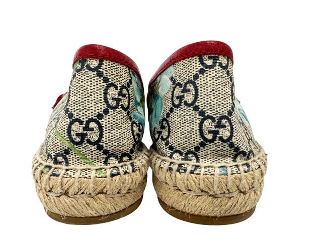 Gucci GG Blooms Floral Espadrille Slip on Shoes 36 Blue