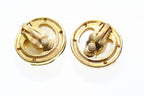 Chanel Vintage Faux Pearl CC Logo Earrings Gold Aa
