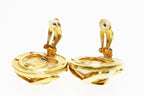 Chanel Vintage Faux Pearl CC Logo Earrings Gold Aa