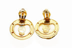 Chanel Vintage Faux Pearl CC Logo Earrings Gold Aa