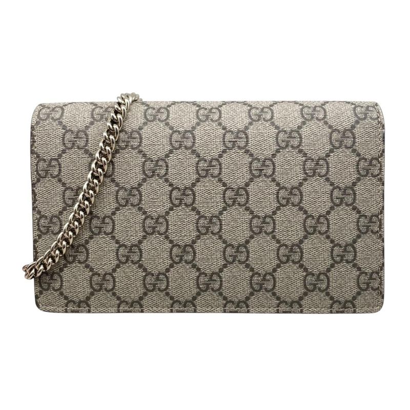 Gucci Shoulder Bag GG Marmont Chain Wallet Supreme Leather Beige Pink Blue