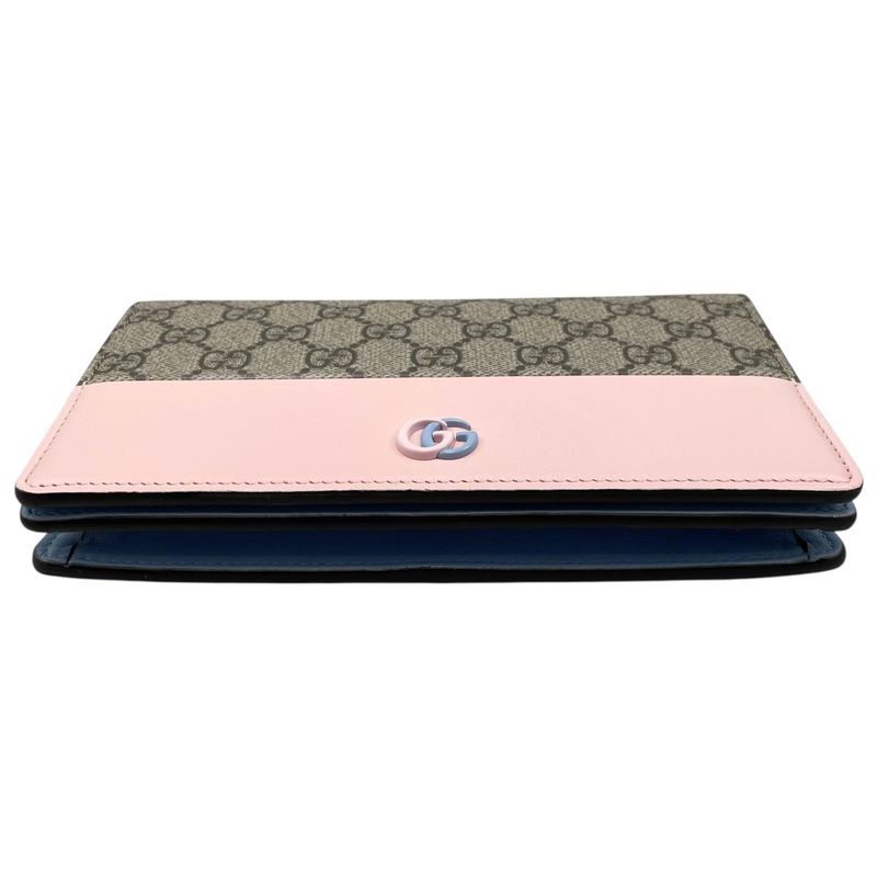 Gucci Shoulder Bag GG Marmont Chain Wallet Supreme Leather Beige Pink Blue