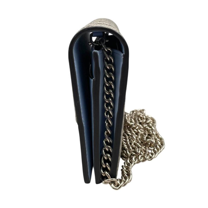 Gucci Shoulder Bag GG Marmont Chain Wallet Supreme Leather Beige Pink Blue