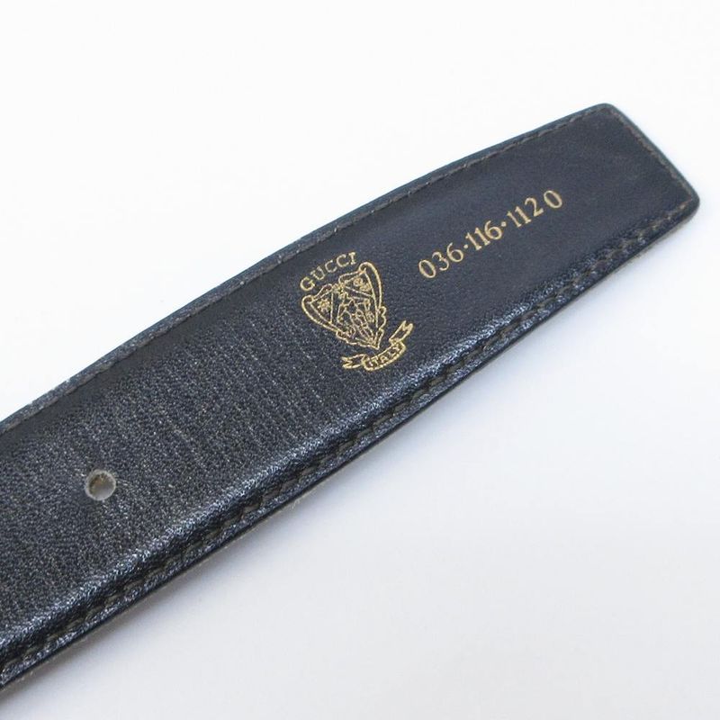 Gucci Leather Belt GG Logo Buckle 036 116 Brown Gold