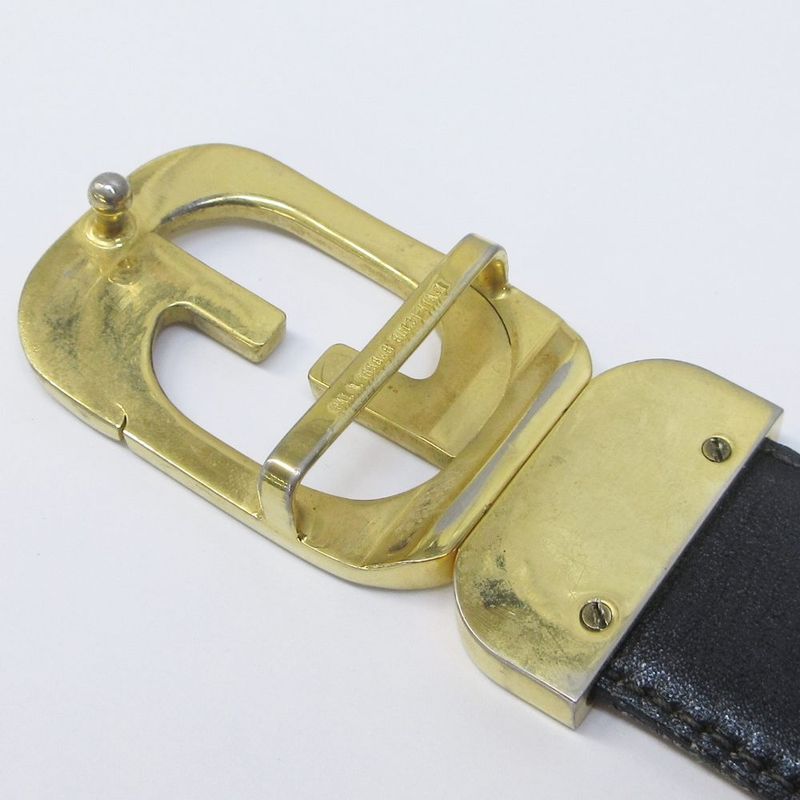 Gucci Leather Belt GG Logo Buckle 036 116 Brown Gold