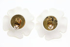 Chanel Camellia Earrings Flower Motif Vintage White Gold Aa