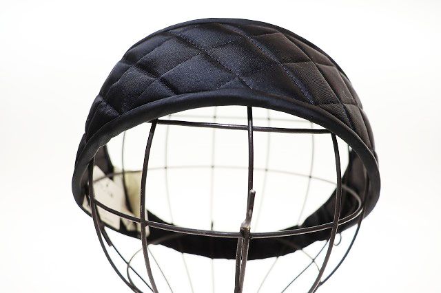 Chanel Quilted Headband Silk Satin Black Aa Hat