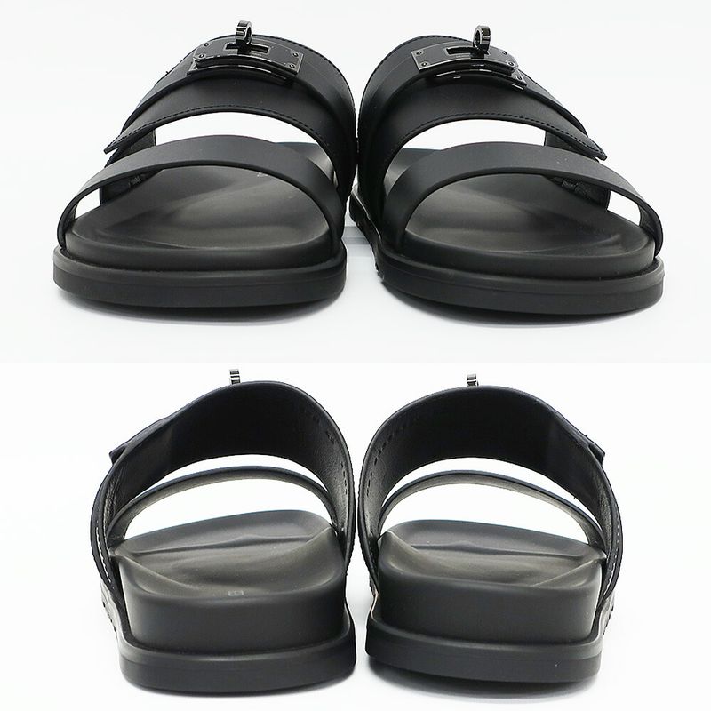 Hermes Sandals Jackson Kelly Black Calf Notation 42