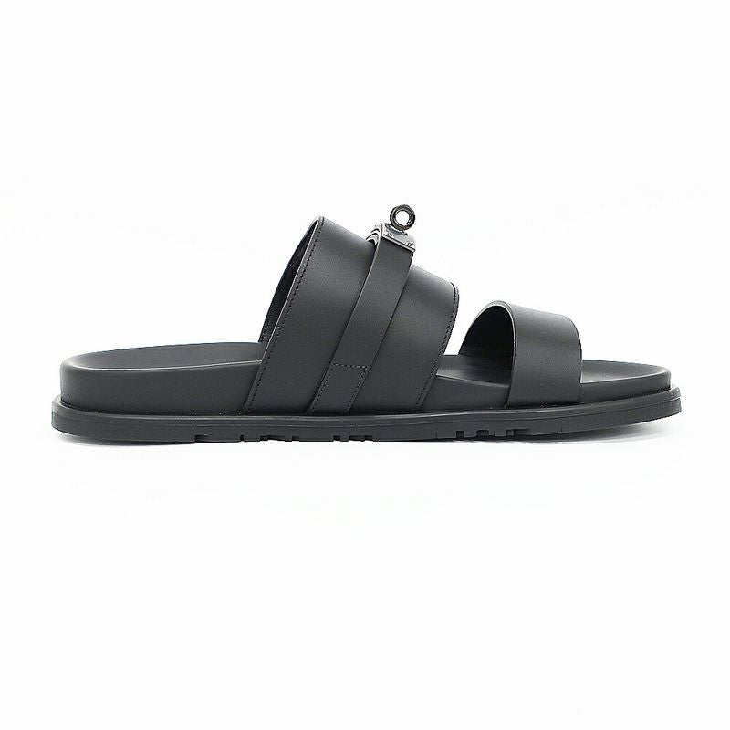 Hermes Sandals Jackson Kelly Black Calf Notation 42
