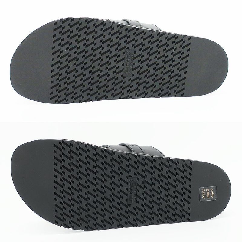 Hermes Sandals Jackson Kelly Black Calf Notation 42