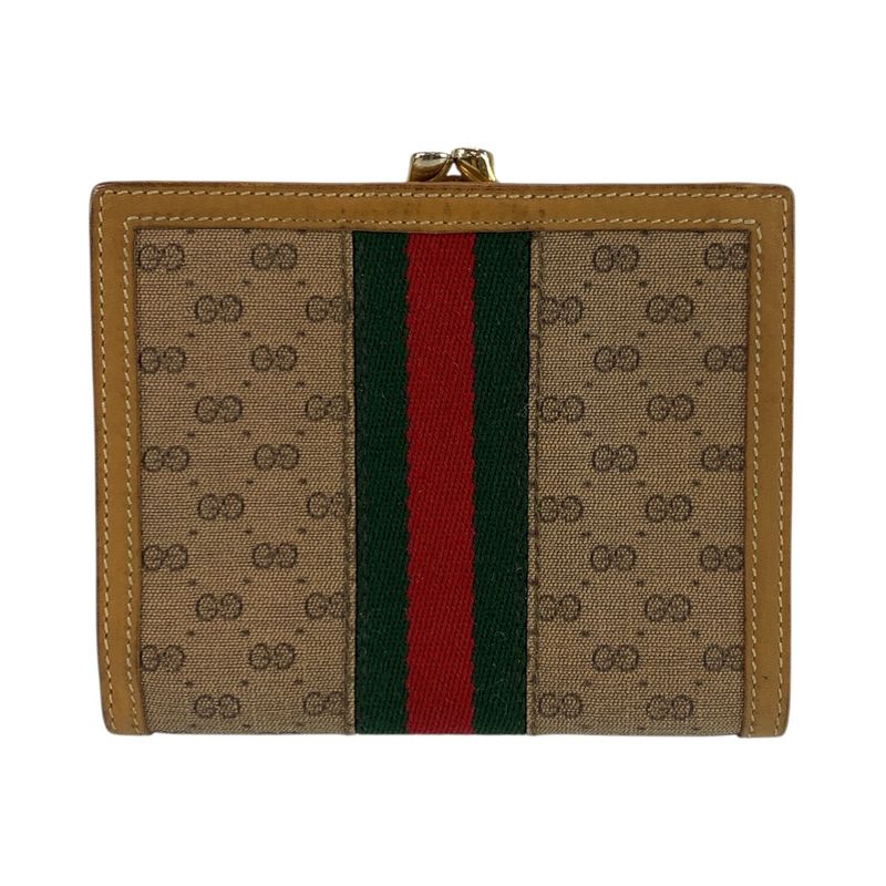 Gucci Vintage Sherry Leather Canvas Brown Beige