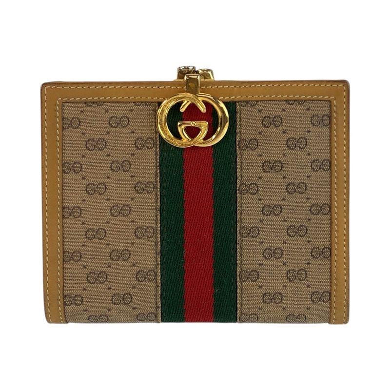 Gucci Vintage Sherry Leather Canvas Brown Beige