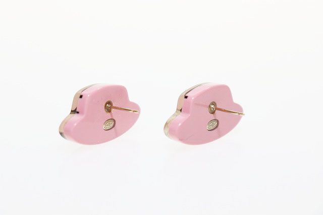 Chanel Camellia Hat CC Logo Earrings Pink Aa