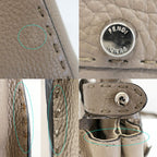 Fendi Peekaboo Selleria 2-Way Shoulder Bag Gray Silver