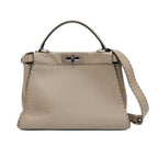 Fendi Peekaboo Selleria 2-Way Shoulder Bag Gray Silver
