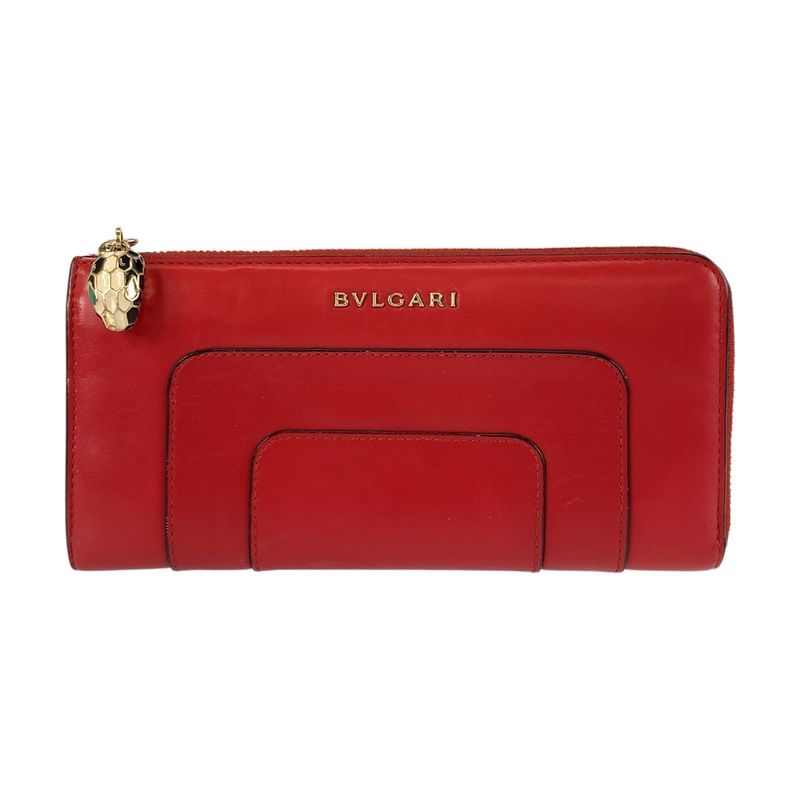 Bvlgari Serpenti Red Gold Leather DP Wallet