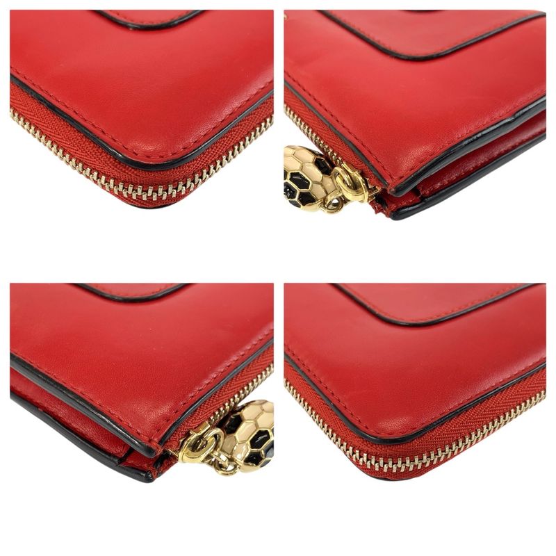 Bvlgari Serpenti Red Gold Leather DP Wallet