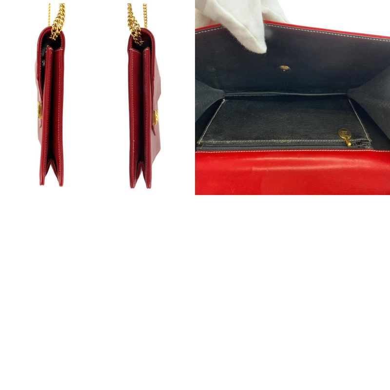 Dior Vintage CD Logo Red Gold Chain Shoulder Bag