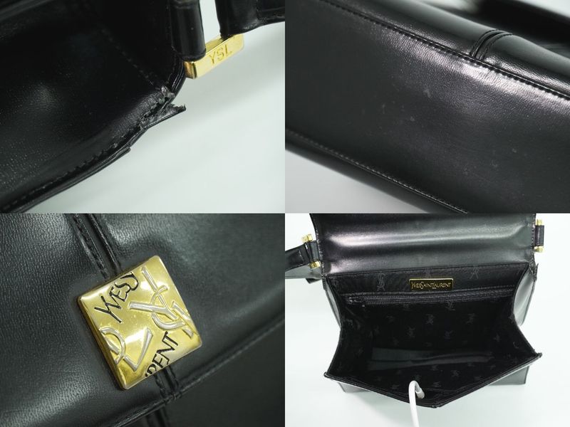 Authentic Yves Saint Laurent YVES Saint Laurent YSL Leather Shoulder Bag Black