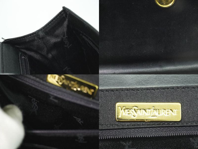 Authentic Yves Saint Laurent YVES Saint Laurent YSL Leather Shoulder Bag Black