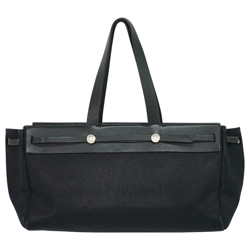 Authentic Hermes Herbag Her Bag Cabas GM Tote Bag Handbag □F Engraved 2002