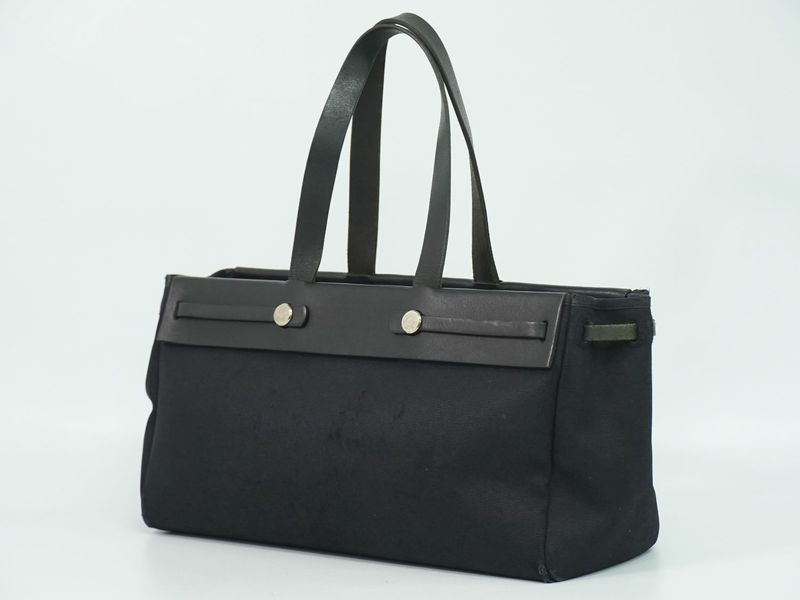 Authentic Hermes Herbag Her Bag Cabas GM Tote Bag Handbag □F Engraved 2002