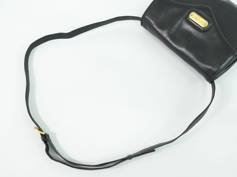 Authentic Celine Leather Shoulder Bag Pochette Black Bag Used-