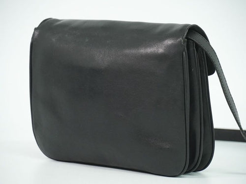 Authentic Celine Leather Shoulder Bag Pochette Black Bag Used-