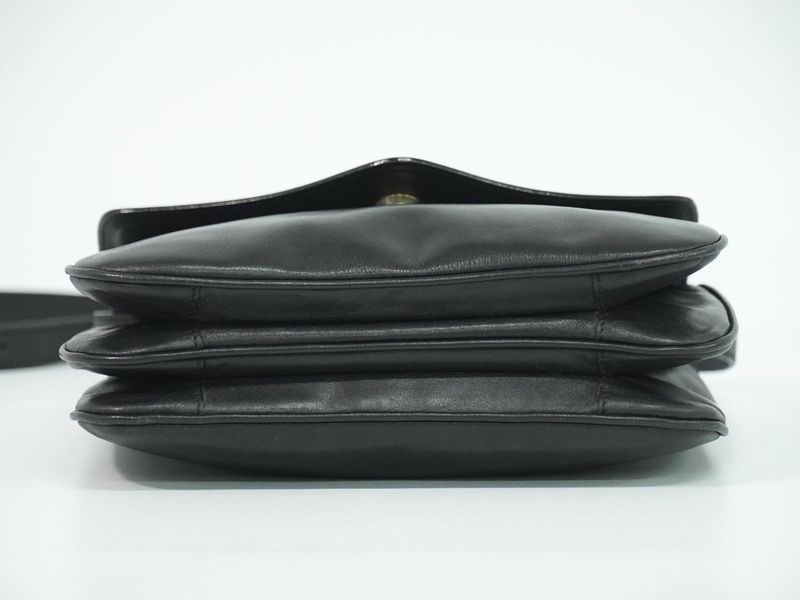 Authentic Celine Leather Shoulder Bag Pochette Black Bag Used-