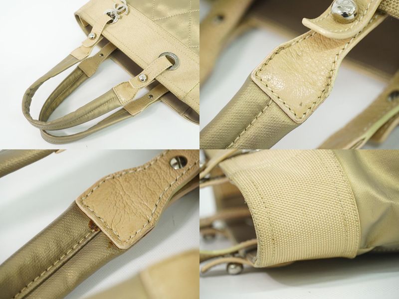 Authentic Chanel Paris Biarritz PM Tote Bag Handbag Coated Canvas Metallic Gold