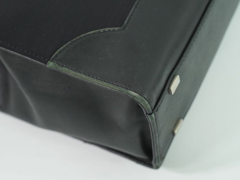 Authentic Celine Canvas Leather Handbag Black Bag Used-