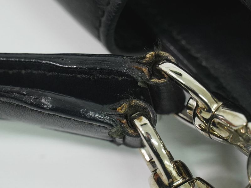 Authentic Celine Canvas Leather Handbag Black Bag Used-