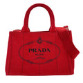 Prada 2-Way Shoulder Bag Canvas Canapa Red