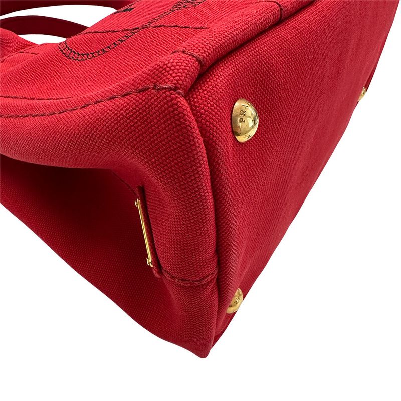 Prada 2-Way Shoulder Bag Canvas Canapa Red