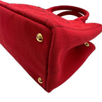 Prada 2-Way Shoulder Bag Canvas Canapa Red
