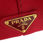 Prada 2-Way Shoulder Bag Canvas Canapa Red