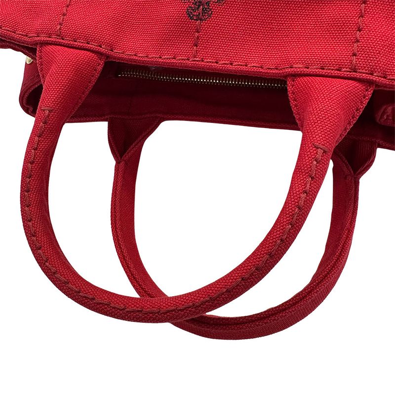 Prada 2-Way Shoulder Bag Canvas Canapa Red