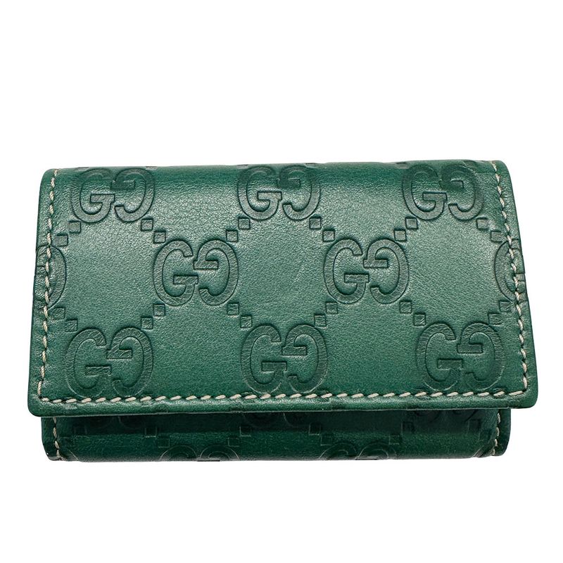 Gucci Key Case Guccissima Leather Green 6 Row Key Holder