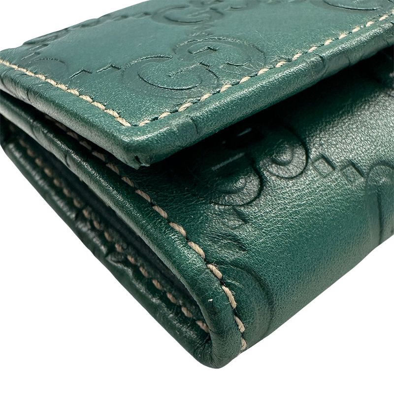 Gucci Key Case Guccissima Leather Green 6 Row Key Holder
