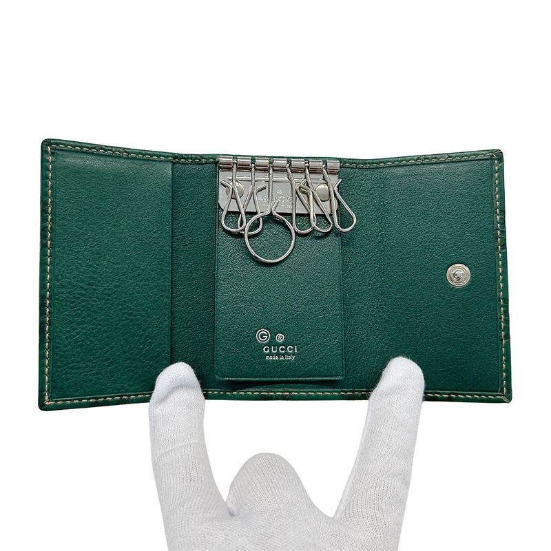 Gucci Key Case Guccissima Leather Green 6 Row Key Holder